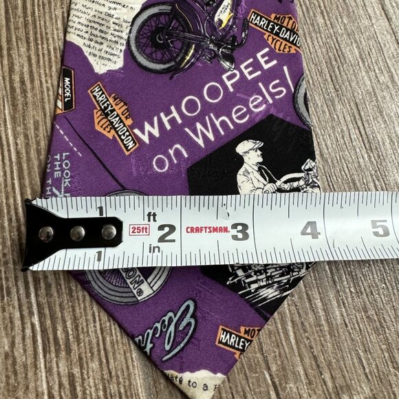 Harley Davidson Silk Tie Motorcycle 1994 90s Nicole Miller Vintage Purple Hummer - Picture 6 of 6